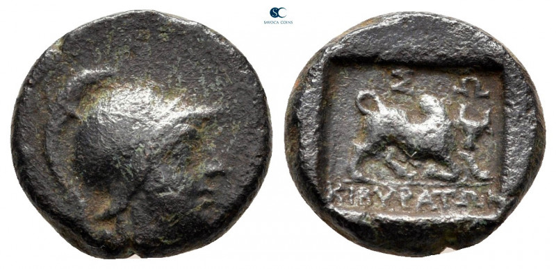 Phrygia. Kibyra circa 200-100 BC. 
Bronze Æ

13 mm, 2,18 g

 Helmeted head ...