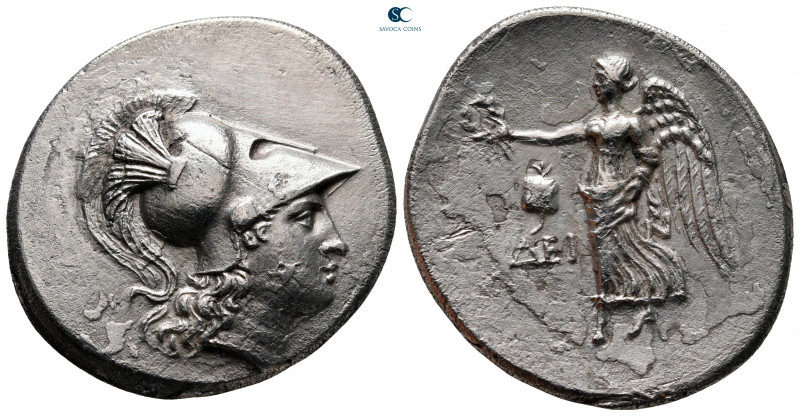 Pamphylia. Side . ΔΕΙΝΟ- (Deino-), magistrate circa 205-100 BC. 
Tetradrachm AR...