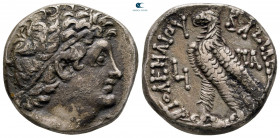 Ptolemaic Kingdom of Egypt. Alexandreia. Cleopatra III & Ptolemy IX Soter II (Lathyros) 116-107 BC.  Dated RY 10 = 108/7 BC. Tetradrachm AR