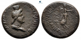 Phrygia. Akmoneia. Pseudo-autonomous issue AD 65.  L. Servenius Capito, archon, with his wife, Julia Severa. Bronze Æ