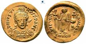 Justin I AD 518-527. Constantinople. 4th officina. Solidus AV