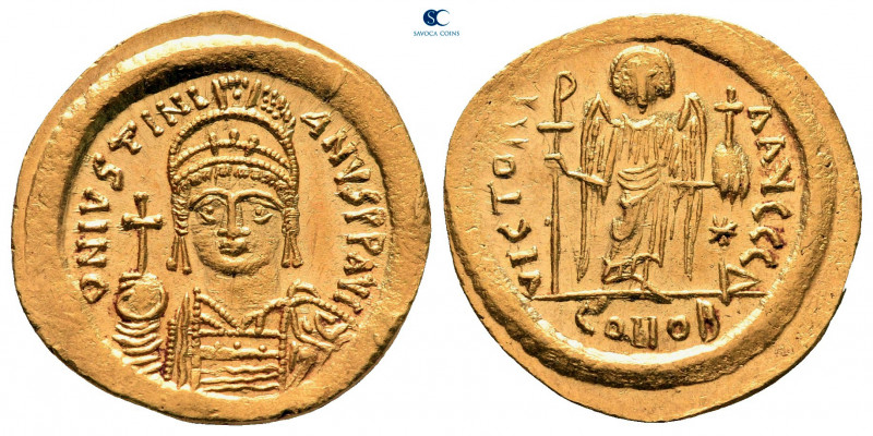 Justinian I AD 527-565. Constantinople. 4th officina
Solidus AV

18 mm, 4,39 ...
