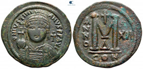 Justinian I AD 527-565. Dated RY 12 (AD 538/9). Constantinople. 4th officina. Follis or 40 Nummi Æ