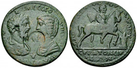 Septimius Severus and Julia Domna AE 4 Assaria, Stratonikeia 

Septimius Severus (193-211 AD) and Iulia Domna. Caria, Stratonikeia. AE 4 Assaria (35...