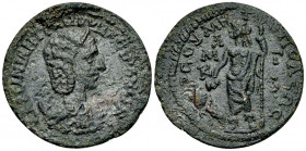 Herennia Etruscilla AE32, Tarsus 

Herennia Etruscilla Augusta (249-251 AD). AE32 (12.34 g), Cilicia, Tarsus.
Obv. EPENNIAN AITPOVCKEIΛΛA, Diademed...