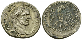 Caracalla AR Tetradrachm, Antioch mint 

Caracalla (197-217 AD). AR Tetradrachm (25-27 mm, 13.42 g), Antiochia, Syria, 215-217 AD.
 Obv: AVT K M A ...