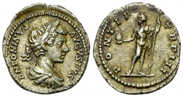 Caracalla AR Denarius, Sol reverse 

Caracalla (198-217 AD). AR Denarius (19-20 mm, 3.55 g), Rome, 200.
Obv. ANTONINVS AVGVSTVS, Laureate, draped a...