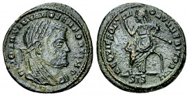 Divus Maximianus AE Half Nummus, Siscia 

Constantine I (306-337 AD) for Divus Maximianus. AE Half Nummus (17 mm, 2.09 g), Siscia, AD 318.
Obv. DIV...