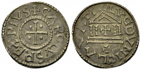 Charles le Chauve, AR Denier, Laon 

Monnaies Carolingiennes. Charles le Chauve (840-877). AR Denier (22 mm, 1.69 g), Laon.
Av. + CAROLVS REX PIVS,...