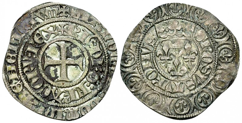 Charles VI, AR Gros au lis sous une couronne 

France, Royaume. Charles VI (13...