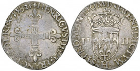 Henri III, AR 1/4 d'écu 1582, La Rochelle 

France, Royaume. Henri III (1584-1589). AR 1/4 d'écu 1582 (30 mm, 9.14 g), La Rochelle.
Dupl. 1133.

...