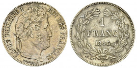 Louis-Philippe I, AR 1 Franc 1846 B, Rouen 

France. Louis-Philippe I. AR 1 Franc 1846 B (1.28 g), Rouen.
Gad. 453.

TTB+.