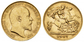 Edward VII AV 1/2 Sovereign 1907 

Great Britain. Edward VII. AV 1/2 Sovereign 1907 (3.98 g).
KM 804.

Almost extremely fine.