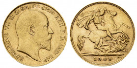 Edward VII AV 1/2 Sovereign 1909 

Great Britain. Edward VII. AV 1/2 Sovereign 1909 (3.98 g).
KM 804.

Almost extremely fine.