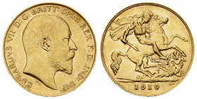 Edward VII AV 1/2 Sovereign 1910 

Great Britain. Edward VII. AV 1/2 Sovereign 1910 (3.98 g).
KM 804.

Extremely fine.
