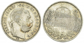 Hungary AR Korona 1892 

Hungary. Franz Joseph I. AR Korona 1892 (4.91 g).
KM 484.

Rare date. Very fine.