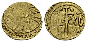 Guglielmo I AV Tarì 

Italia. Palermo. Guglielmo I (1154-1166). AV Tarì (12-13 mm, 1.30 g).
Spahr 83.

BB.