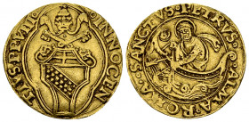 Innocentius VIII, AV Fiorino di camera 

Stato pontificio. Innocentius VIII (1484-1492). AV Fiorino di camera (21 mm, 3.32 g).
Fr. 26; Muntoni 3.
...