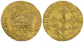 Paulus III, AV Scudo d'oro, rara 

Stato Pontificio. Paulus III (1534-1549). AV Scudo d'oro (3.19 g).
Fr. 344.

Rara. Quasi BB.