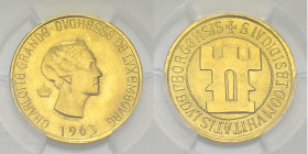 Luxembourg, AV 20 Francs 1963, MS65 

Luxembourg. AV 20 Francs 1963. 100th Anniversary of Luxembourg. 
 KM X#M2b.

PCGS MS65.
