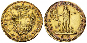 Emanuele Pinto AV 10 Scudi 1761, Valetta 

Malta. The Knights of St. John. Emanuele Pinto (1741-1773). AV 10 Scudi 1761 (24 mm, 7.94 g), Valetta.
R...