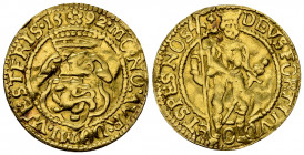 West Friesland AV Ducat 1592 

Netherlands. West Friesland. AV Ducat 1592 (22 mm, 3.39 g).
Fr. 291.

Very fine.