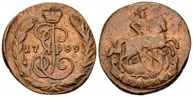 Catherine II CU Kopek 1789 EM 

Russia. Catherine II (1762-1796). CU Kopek 1789 EM (27 mm, 11.45 g).
Bitkin 700.

Very fine.