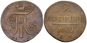 Paul I CU 2 Kopeks 1801 EM 

Russia. Paul I. CU 2 Kopeks 1801 EM (19.84).
KM C95.3.

Very fine.