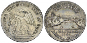 Basel, AR Halbtaler 1786 

Schweiz. Basel, Stadt. AR Halbtaler 1786 (35 mm, 12.39 g), Stadtansicht.
HMZ 2-100o.

Fast sehr schön.