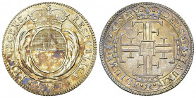Freiburg, AR 14 Kreuzer 1787 

Schweiz, Freiburg /Fribourg. AR 14 Kreuzer (Viertelgulden) 1787 (22 mm, 2.80 g).
HMZ 2-274a.

Sehr schön.