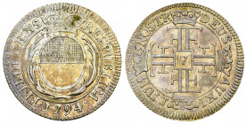 Freiburg, AR 7 Kreuzer 1794 

Schweiz, Freiburg /Fribourg. AR 7 Kreuzer (Achtelgulden) 1794 (19 mm, 1.27 g).
HMZ 2-276g.

Hübsch getönt und vorzü...