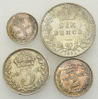 Great Britain, Lot of 4 AR coins 

Great Britain. Victoria. Lot of 4 (four) AR coins:

1 and 2 Pence 1889
3 and 6 Pence 1891

Uncirculated. (4)...