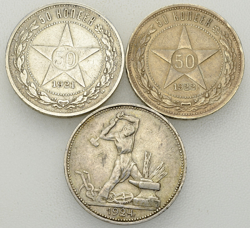 Russia, Lot of 3 AR 50 Kopeks 

Russia, Lot of 3 (three) AR 50 Kopeks: 1921, 1...
