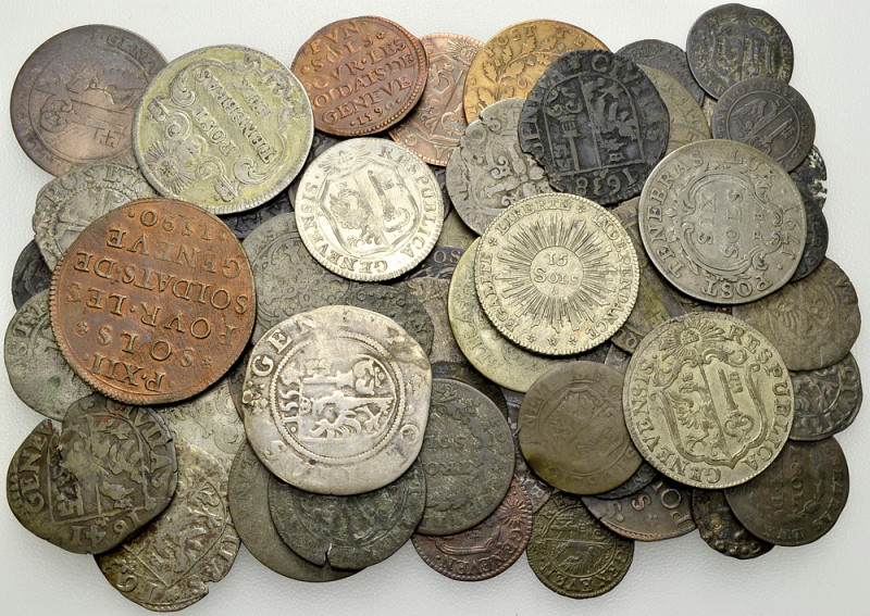 Genf, Lot von 59 Kantonalmünzen 

Schweiz, Genf /Genève. Lot von 59 (neunundfü...