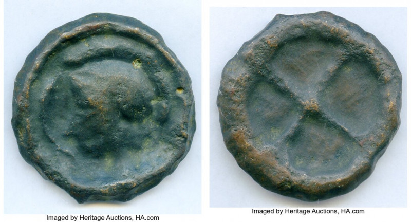 SCYTHIA. Olbia. Ca. 470-460 BC. Cast AE (42mm, 51.36 gm, 1h). Fine, flan flaw. H...