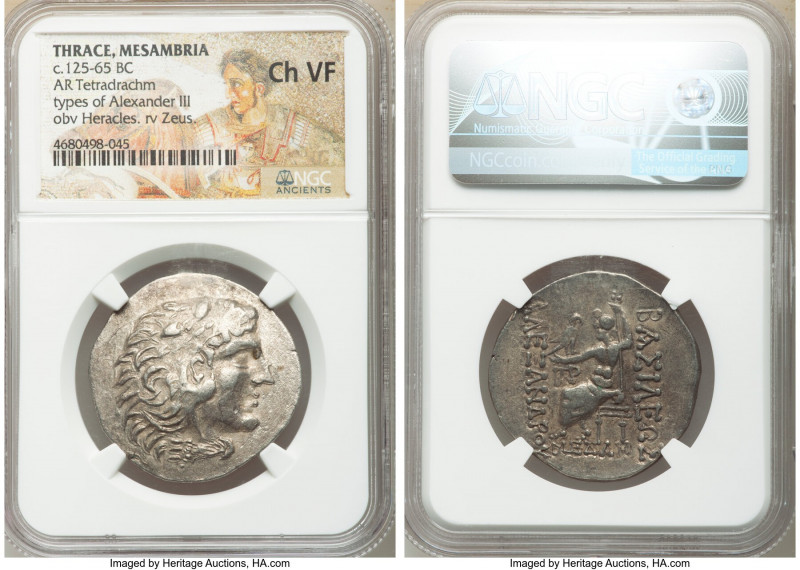 THRACE. Mesambria. Ca. 125-65 BC. AR tetradrachm (32mm, 12h). NGC Choice VF. Pos...