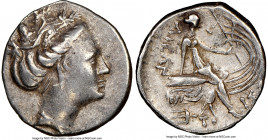 EUBOEA. Histiaea. Ca. 3rd-2nd centuries BC. AR tetrobol (14mm, 12h). NGC XF. Head of nymph right, wearing vine-leaf crown, earring and necklace / IΣTI...