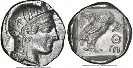 ATTICA. Athens. Ca. 440-404 BC. AR tetradrachm (24mm, 17.16 gm, 3h). NGC Choice AU 5/5 - 4/5. Mid-mass coinage issue. Head of Athena right, wearing ea...