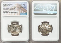 ATTICA. Athens. Ca. 440-404 BC. AR tetradrachm (26mm, 17.20 gm, 9h). NGC Choice AU 5/5 - 4/5. Mid-mass coinage issue. Head of Athena right, wearing ea...