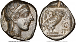 ATTICA. Athens. Ca. 440-404 BC. AR tetradrachm (23mm, 17.19 gm, 7h). NGC Choice AU 5/5 - 2/5, test cut. Mid-mass coinage issue. Head of Athena right, ...