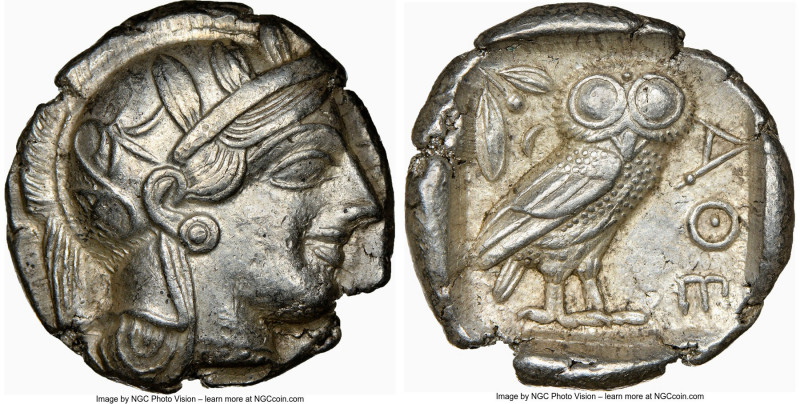 ATTICA. Athens. Ca. 440-404 BC. AR tetradrachm (25mm, 17.16 gm, 1h). NGC AU 5/5 ...