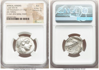 ATTICA. Athens. Ca. 440-404 BC. AR tetradrachm (24mm, 17.16 gm, 1h). NGC AU 5/5 - 4/5. Mid-mass coinage issue. Head of Athena right, wearing earring, ...