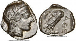 ATTICA. Athens. Ca. 440-404 BC. AR tetradrachm (25mm, 17.19 gm, 4h). NGC AU 5/5 - 3/5, brushed. Mid-mass coinage issue. Head of Athena right, wearing ...
