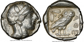 ATTICA. Athens. Ca. 440-404 BC. AR tetradrachm (25mm, 17.15 gm, 4h). NGC Choice XF 5/5 - 4/5. Mid-mass coinage issue. Head of Athena right, wearing ea...