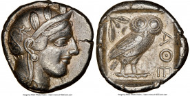 ATTICA. Athens. Ca. 440-404 BC. AR tetradrachm (24mm, 17.12 gm, 4h). NGC Choice VF 5/5 - 4/5. Mid-mass coinage issue. Head of Athena right, wearing ea...