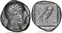 ATTICA. Athens. Ca. 440-404 BC. AR tetradrachm (24mm, 17.14 gm, 4h). NGC Choice VF 5/5 - 3/5. Mid-mass coinage issue. Head of Athena right, wearing ea...