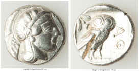 ATTICA. Athens. Ca. 440-404 BC. AR tetradrachm (23mm, 16.81 gm, 6h). VF, test cut. Mid-mass coinage issue. Head of Athena right, wearing earring, neck...
