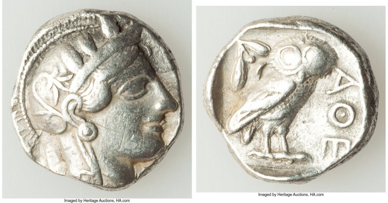 ATTICA. Athens. Ca. 440-404 BC. AR tetradrachm (25mm, 17.05 gm, 9h). VF, graffit...
