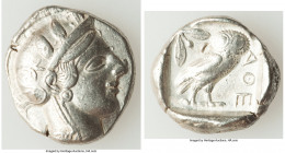 ATTICA. Athens. Ca. 440-404 BC. AR tetradrachm (26mm, 17.07 gm, 9h). VF. Mid-mass coinage issue. Head of Athena right, wearing earring, necklace, and ...