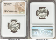 ATTICA. Athens. Ca. 393-294 BC. AR tetradrachm (21mm, 8h). NGC XF. Late mass coinage issue. Head of Athena with eye in true profile right, wearing cre...